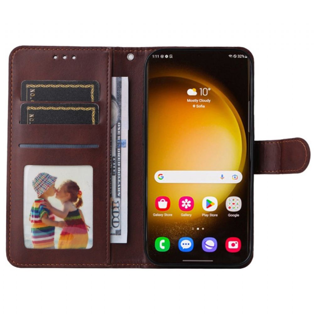 Kožený Kryt Samsung Galaxy S24 Ultra 5g Obyčejný S Popruhem