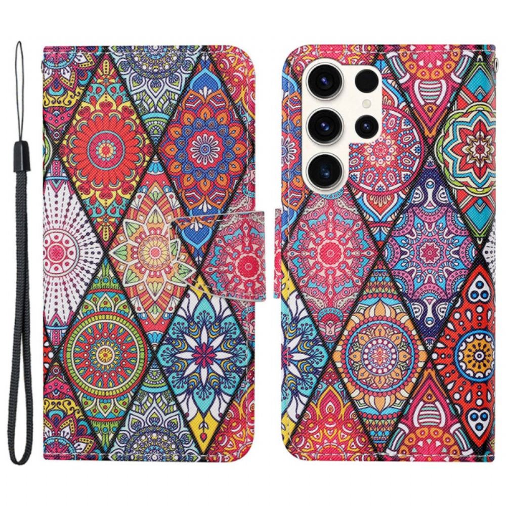 Kožený Kryt Samsung Galaxy S24 Ultra 5g Patchwork S Popruhem