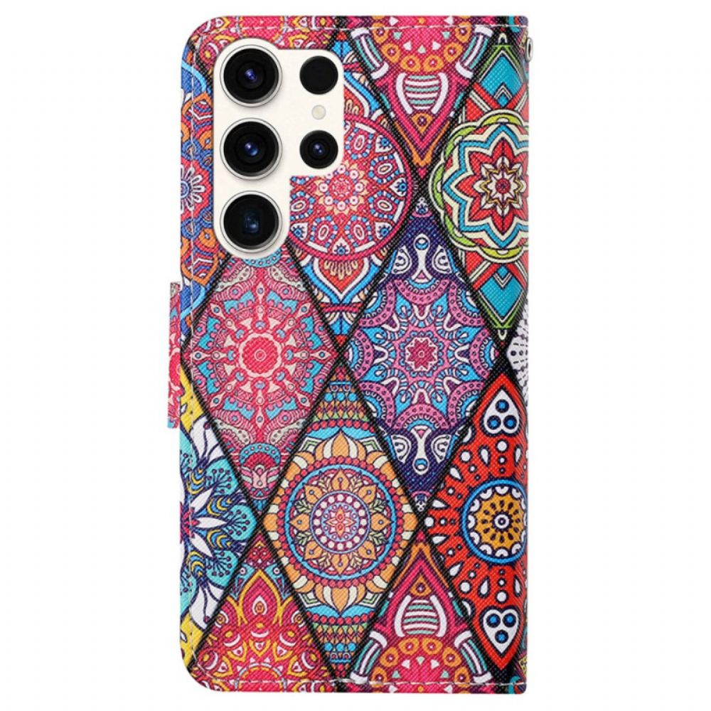 Kožený Kryt Samsung Galaxy S24 Ultra 5g Patchwork S Popruhem