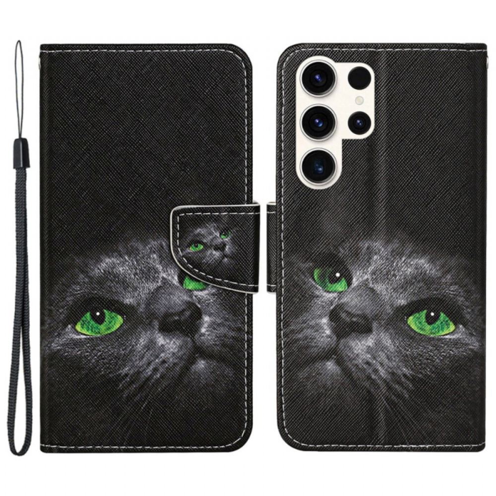 Kožený Kryt Samsung Galaxy S24 Ultra 5g Strappy Cat Eyes