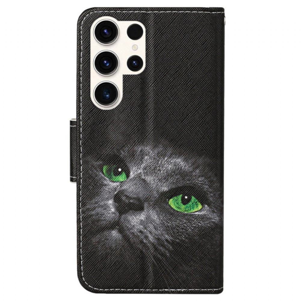 Kožený Kryt Samsung Galaxy S24 Ultra 5g Strappy Cat Eyes