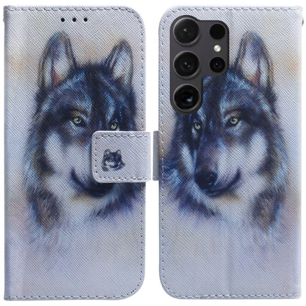 Kožený Kryt Samsung Galaxy S24 Ultra 5g Vlčí Akvarel