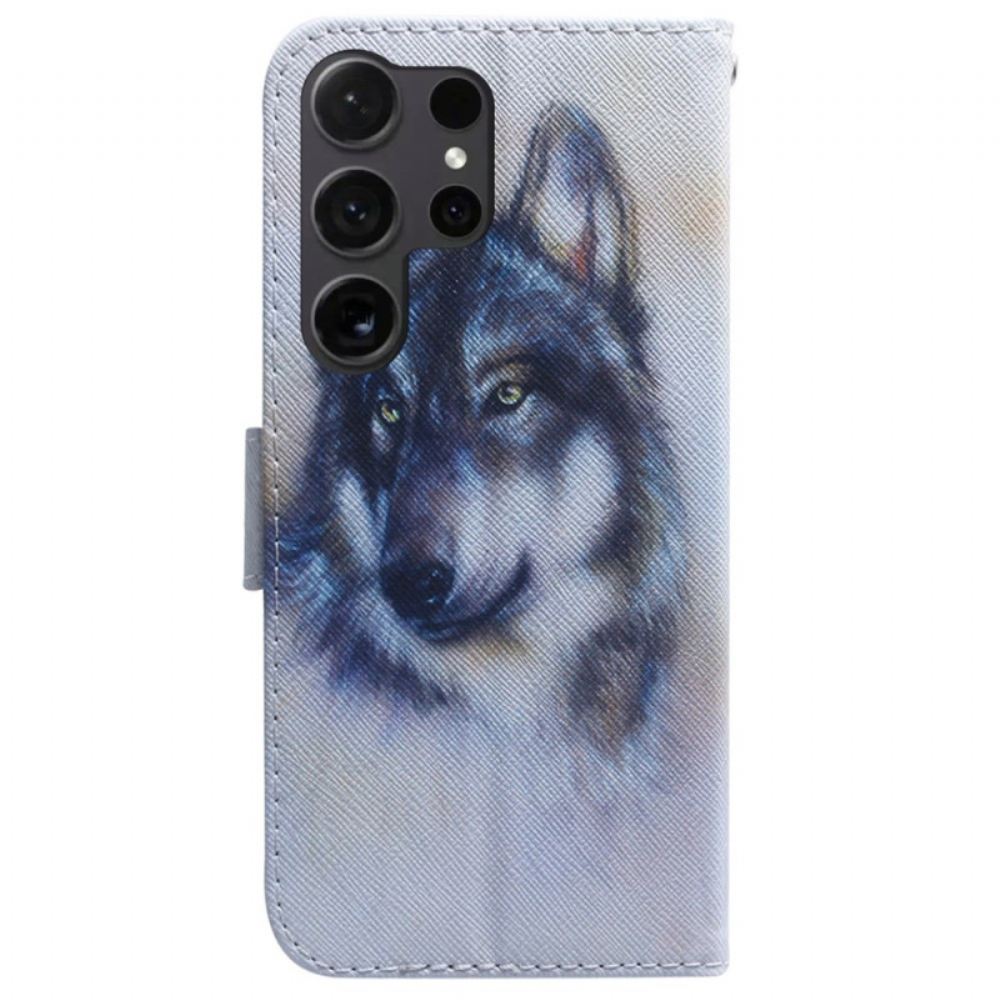 Kožený Kryt Samsung Galaxy S24 Ultra 5g Vlčí Akvarel