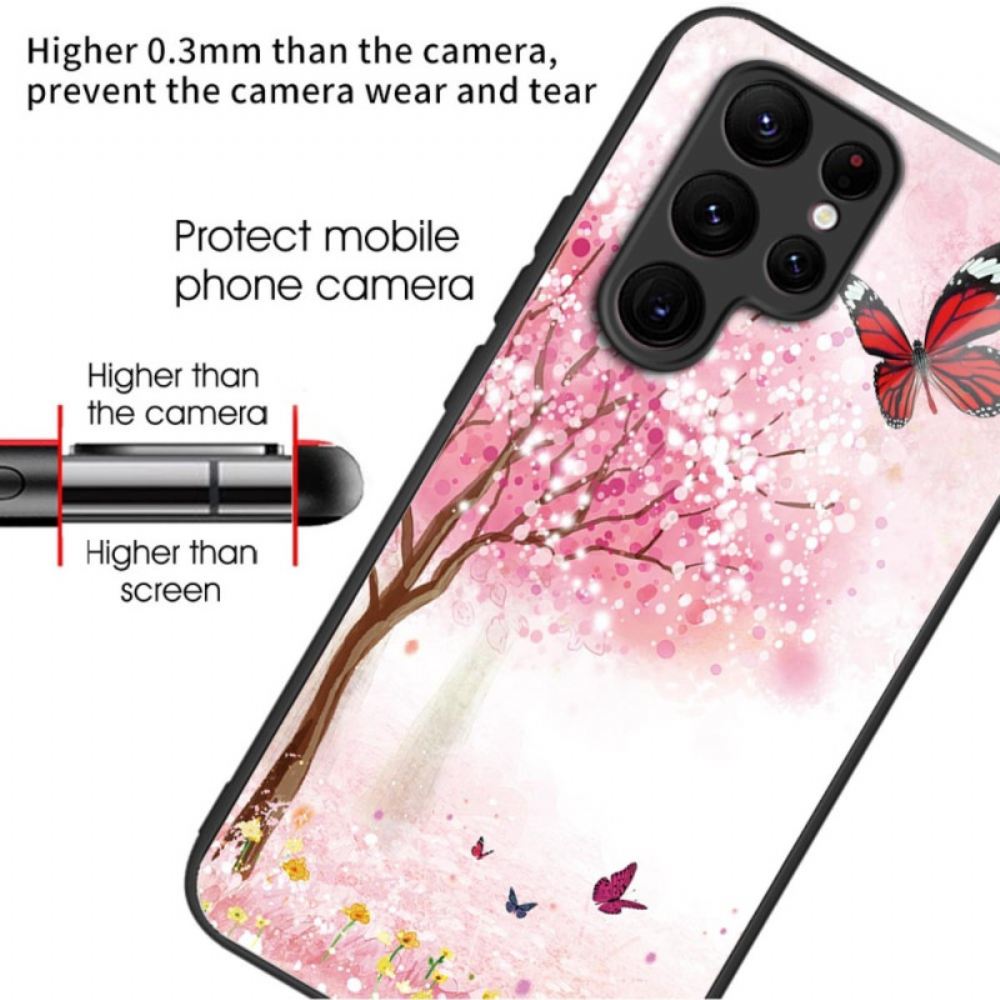 Kryt Na Samsung Galaxy S24 Ultra 5g Třešňové Květy Z Tvrzeného Skla