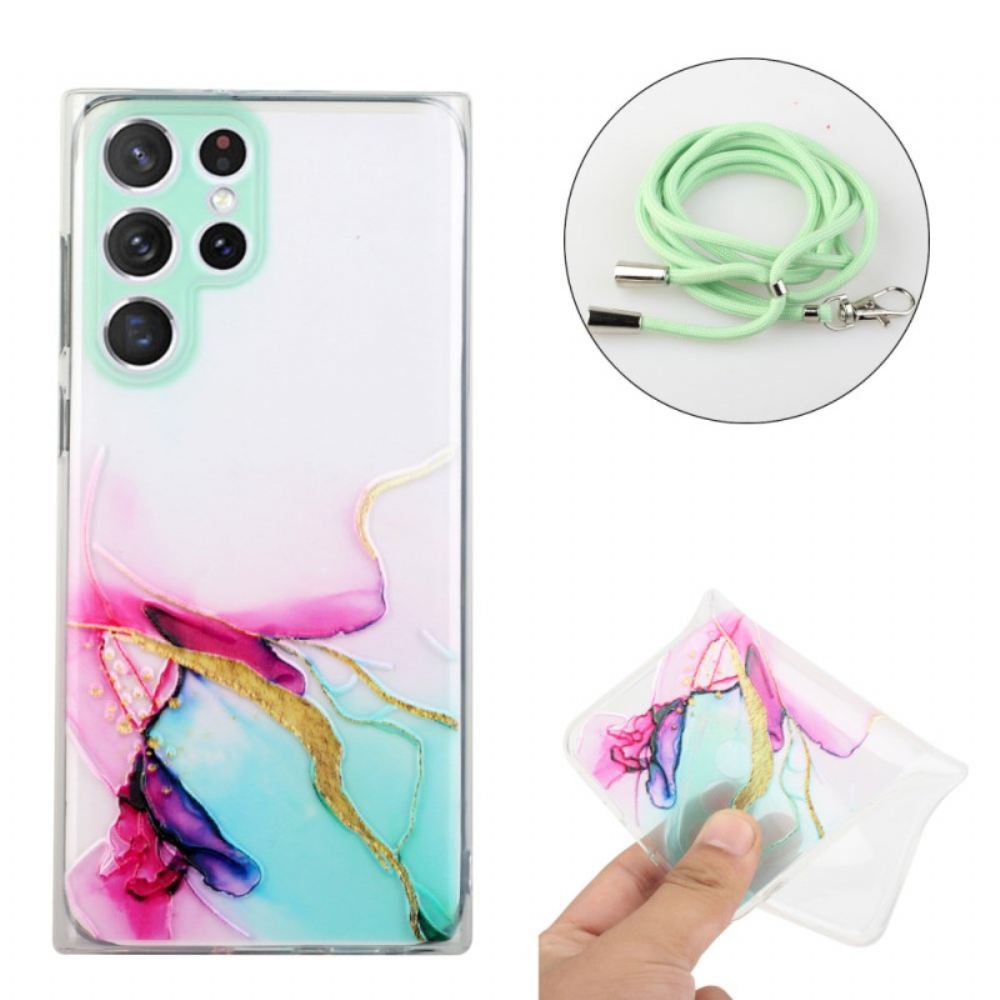 Kryt Samsung Galaxy S24 Ultra 5g Akvarelový Mramorový Kabel
