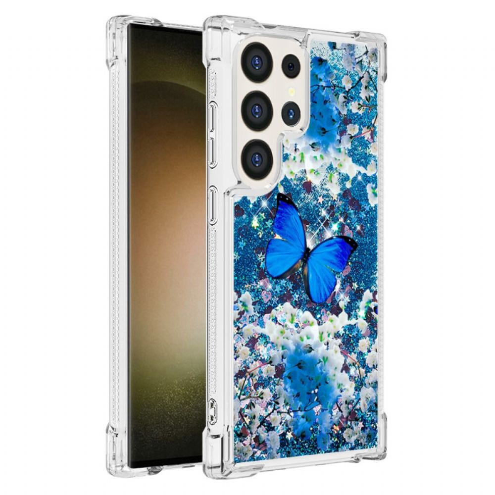 Kryt Samsung Galaxy S24 Ultra 5g Blue Butterfly Glitter