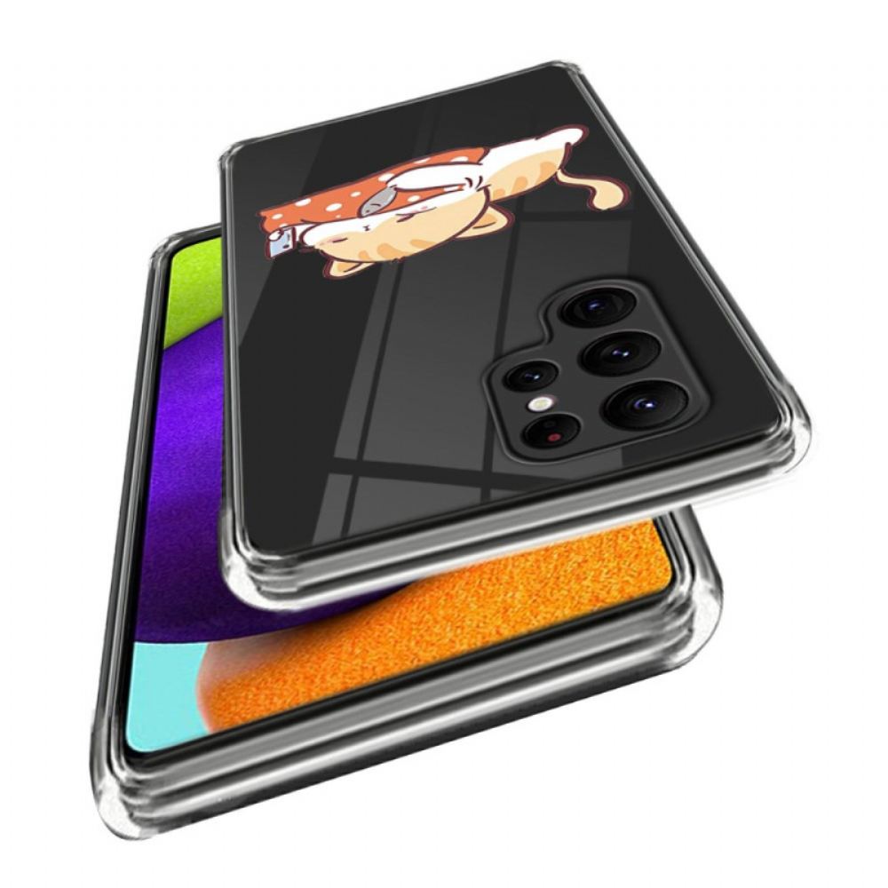 Kryt Samsung Galaxy S24 Ultra 5g Kočka Na Červeném Polštáři