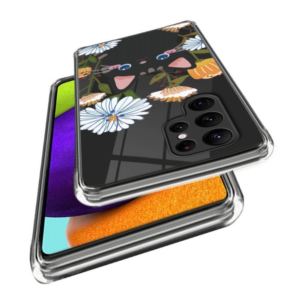 Kryt Samsung Galaxy S24 Ultra 5g Květiny A Kočka