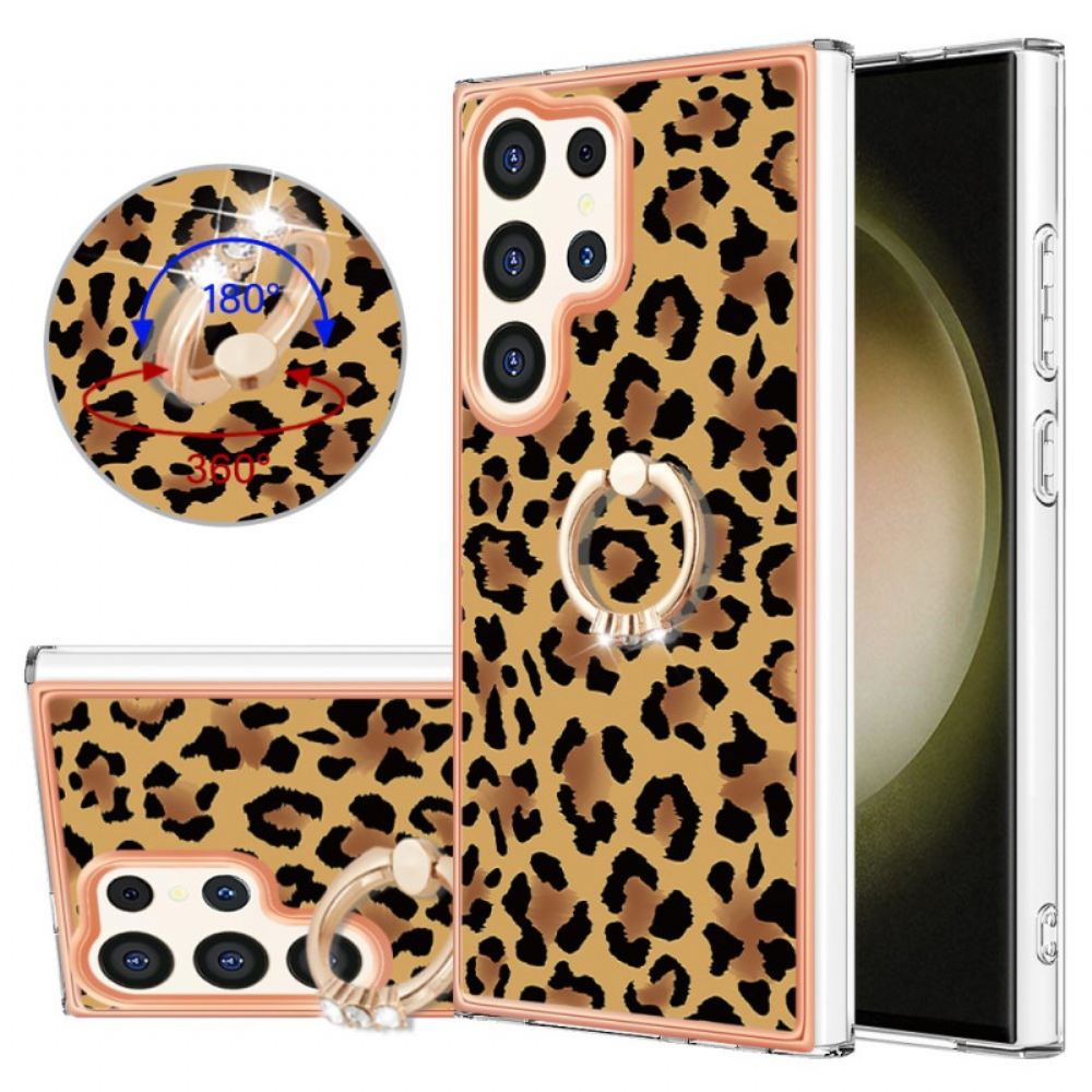 Kryt Samsung Galaxy S24 Ultra 5g S Držákem Prstenu Leopard Print