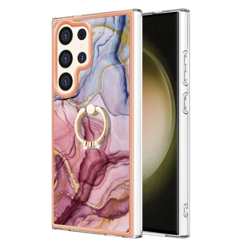 Kryt Samsung Galaxy S24 Ultra 5g S Podpěrným Kroužkem Ve Stylu Mramoru