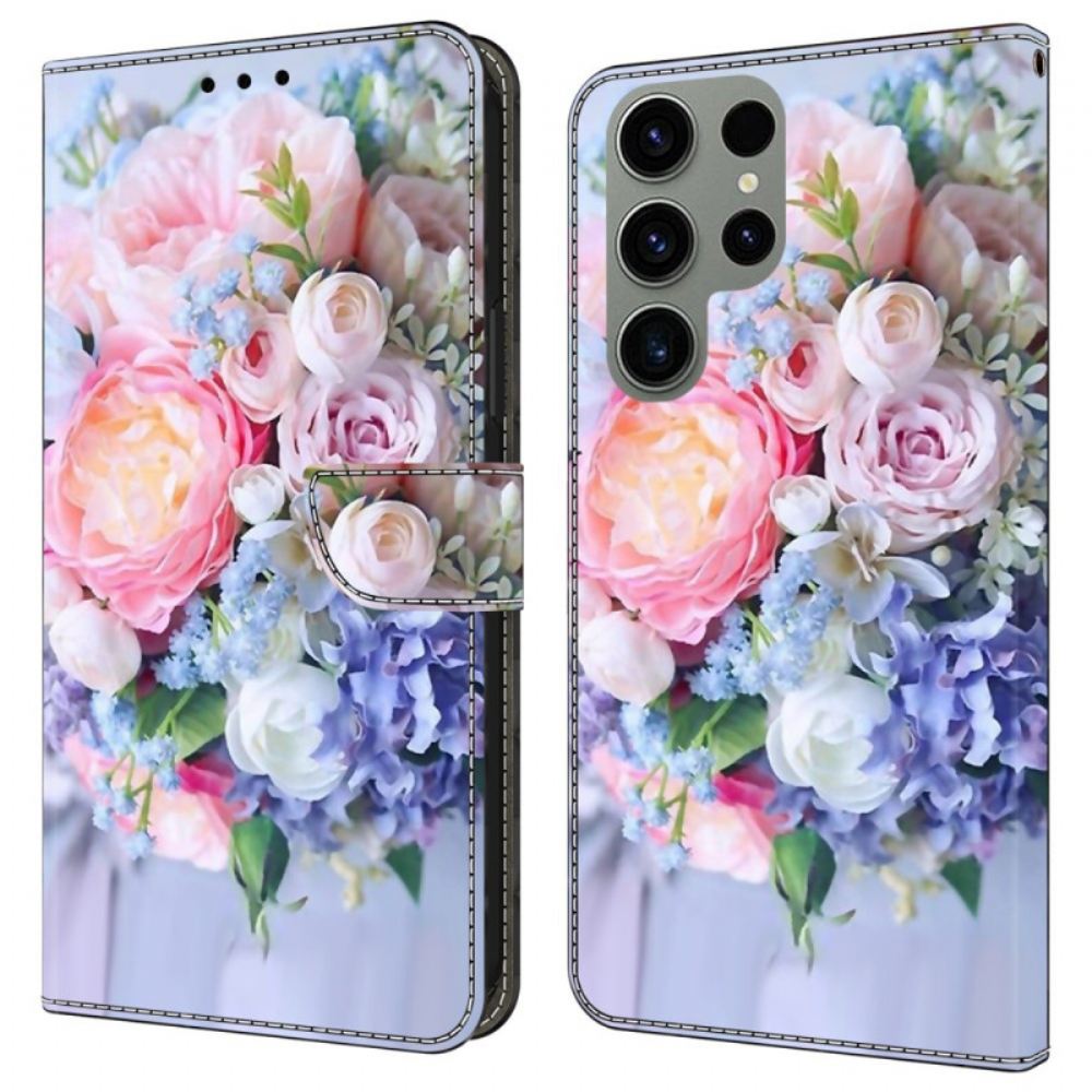 Peněženková Pouzdra Samsung Galaxy S24 Ultra 5g Barevné Květiny