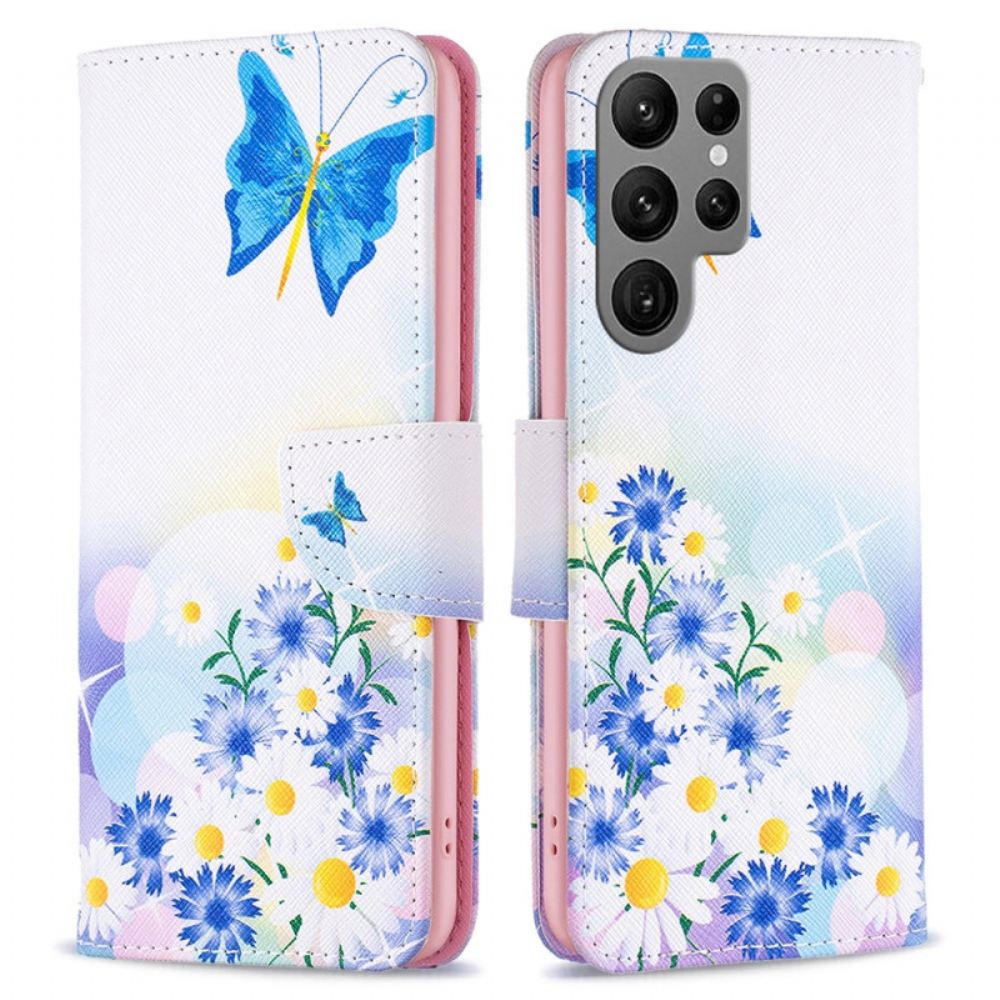 Peněženková Pouzdra Samsung Galaxy S24 Ultra 5g Kryty Na Mobil Akvareloví Motýli
