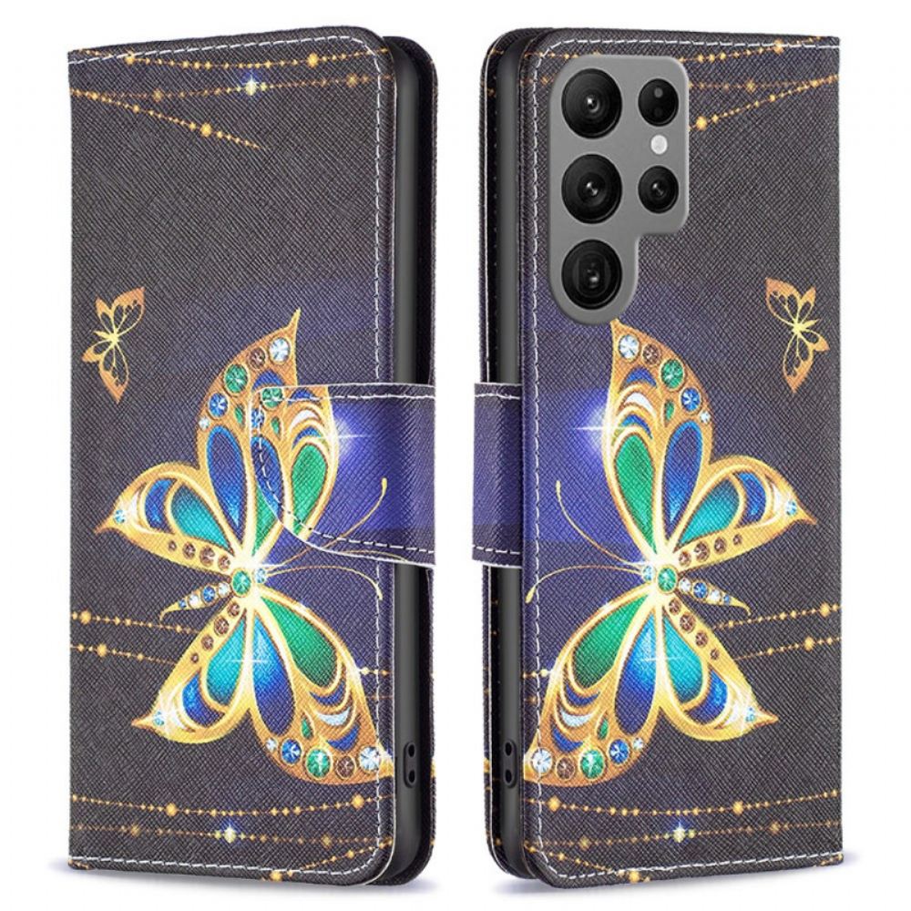 Peněženková Pouzdra Samsung Galaxy S24 Ultra 5g Kryty Na Mobil Motýlí Šperky