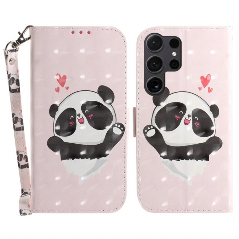 Peněženková Pouzdra Samsung Galaxy S24 Ultra 5g Kryty Na Mobil Panda Love S Popruhem