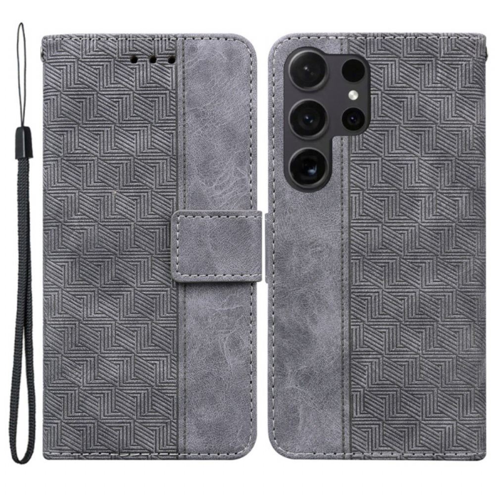 Peněženková Pouzdra Samsung Galaxy S24 Ultra 5g Kryty Na Mobil Páskový Tkaný Vzor