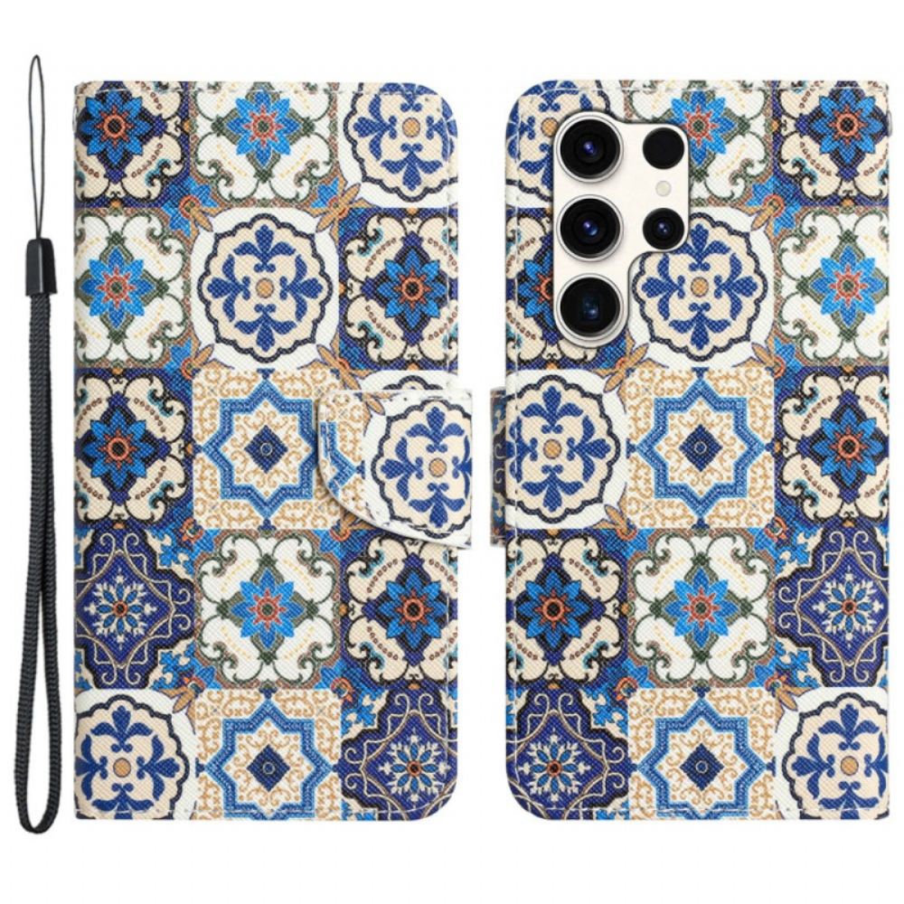 Peněženková Pouzdra Samsung Galaxy S24 Ultra 5g Kryty Na Mobil Retro Totem S Popruhem