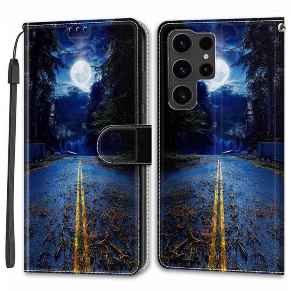 Peněženková Pouzdra Samsung Galaxy S24 Ultra 5g Noční Cesta V Lanière