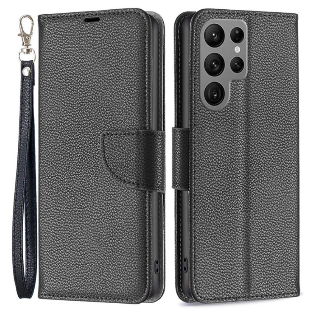Peněženková Pouzdra Samsung Galaxy S24 Ultra 5g Textura Litchi Se Šikmou Sponou