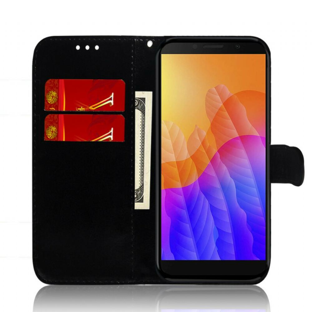 Flipové Pouzdro Na Huawei Y5p Kryt Na Zrcadlo Z Umělé Kůže