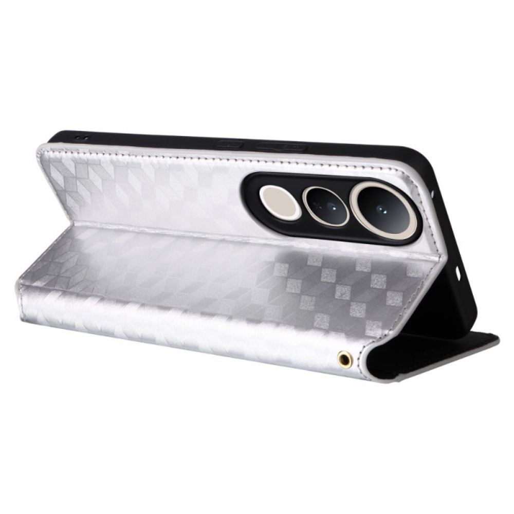 Kožené Pouzdro Folio Na Vivo V50 Lite 5g Kosočtvercový Vzor