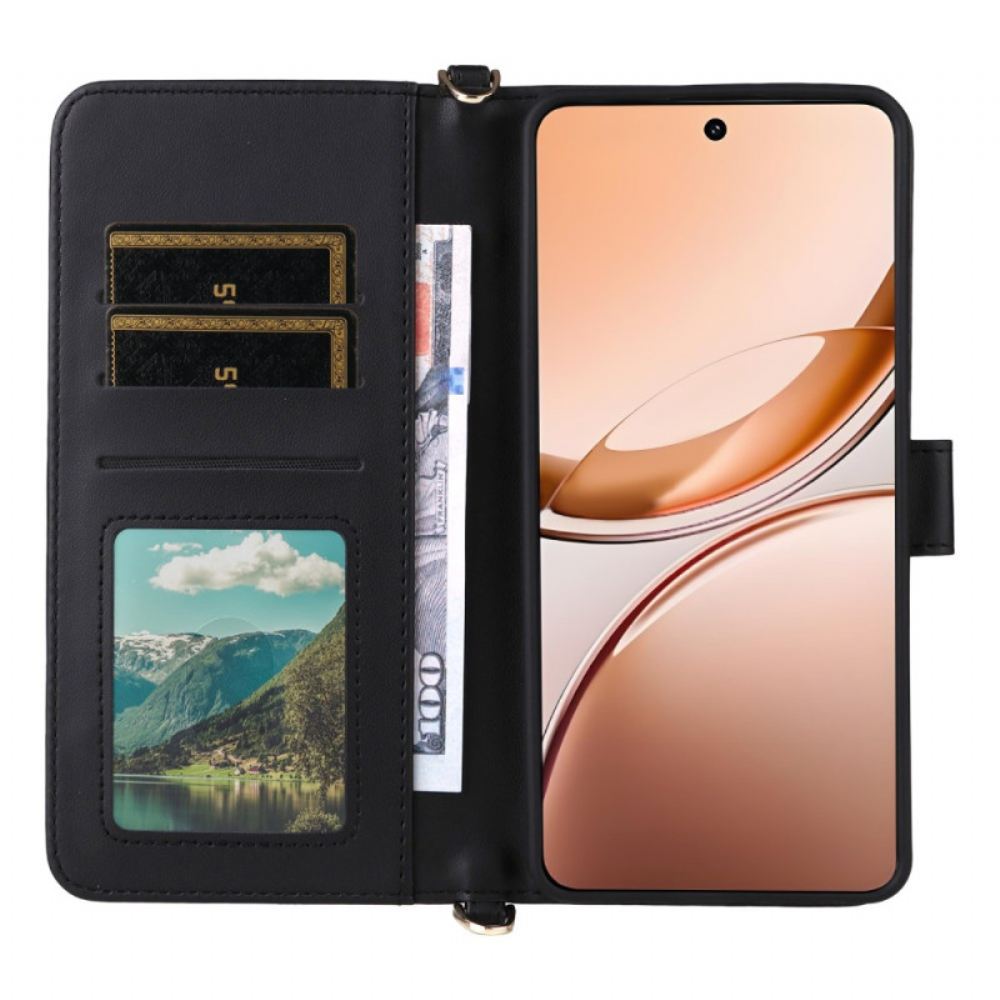 Kožený Kryt Vivo V50 Lite 5g Prošívaný S Šňůrkou A Ramenním Popruhem