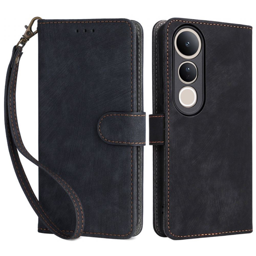 Kožený Kryt Vivo V50 Lite 5g Rfid Ochrana Se Šňůrkou