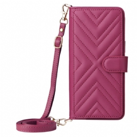 Peněženková Pouzdra Vivo V50 Lite 5g Prošívaná S Ramenním Popruhem A Šňůrkou Na Krk