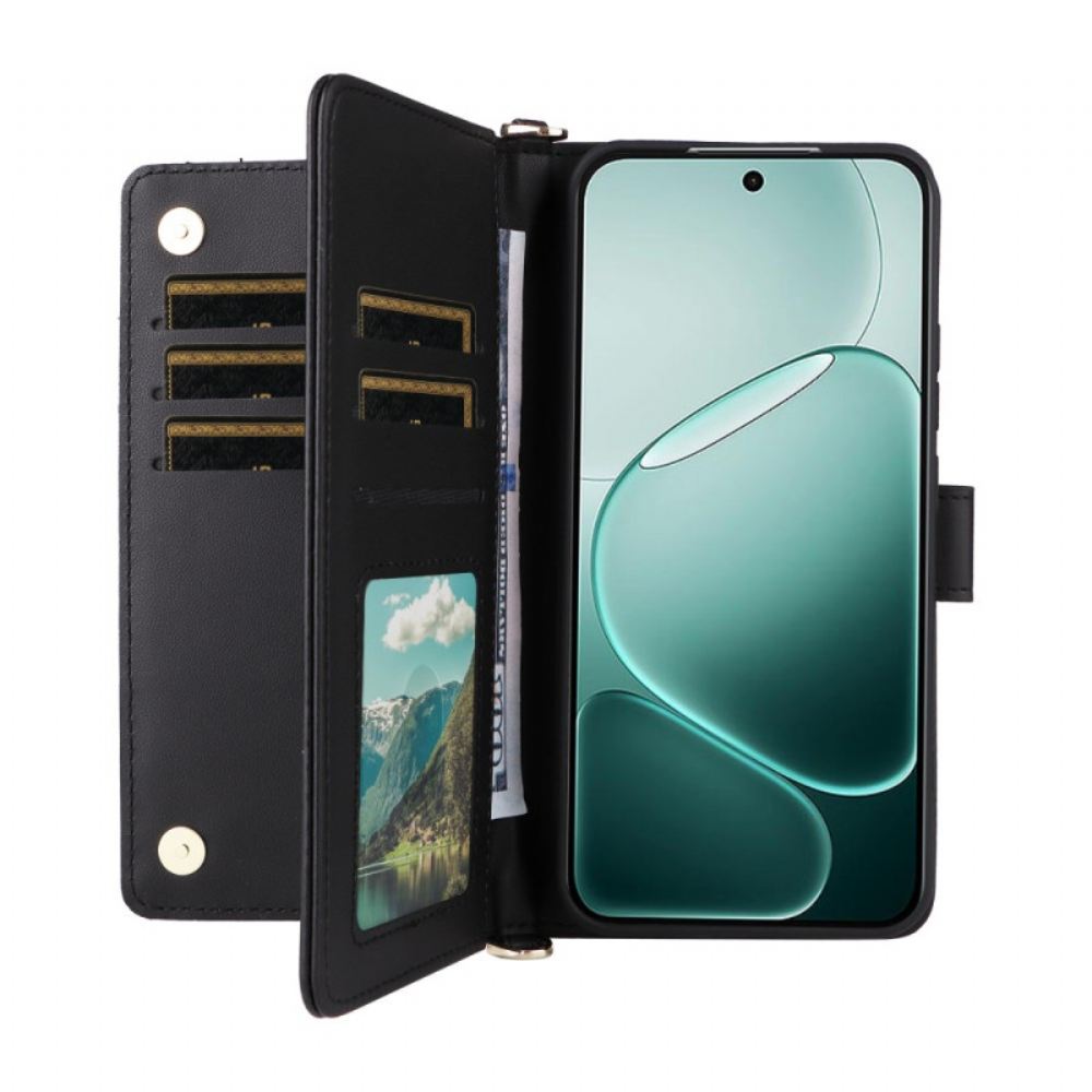 Peněženková Pouzdra Vivo V50 Lite 5g Prošívaná S Ramenním Popruhem A Šňůrkou Na Krk