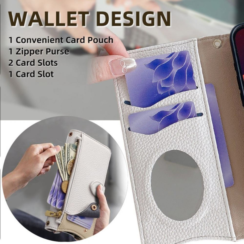 Vivo V50 Lite 5g Peněženka Přes Rameno S Zrcadlem A Řetízkem