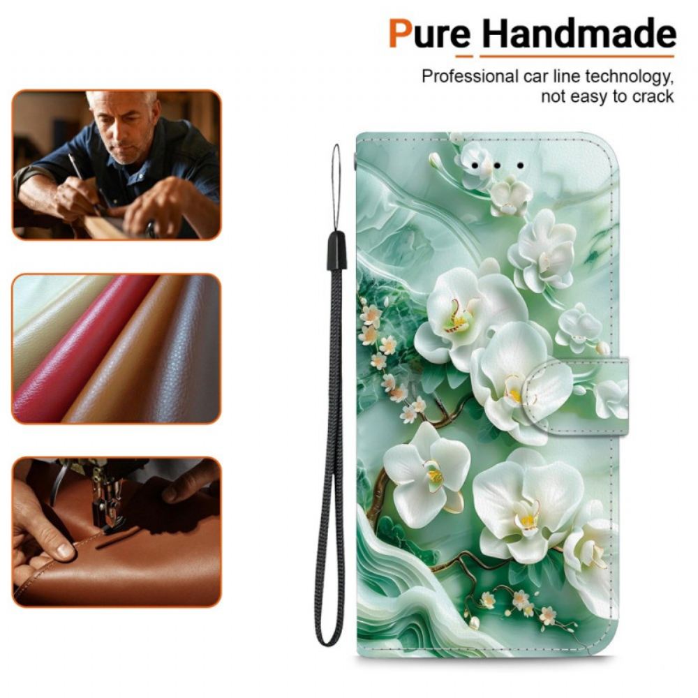 Kožený Kryt Oneplus Nord 5 Nefritové Květy