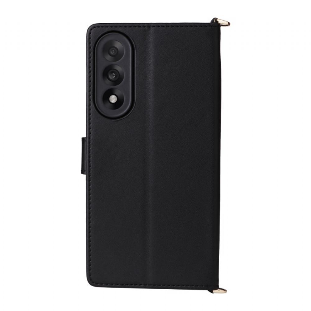 Kožený Kryt Oneplus Nord 5 Prošívané S Ramenem Řemínek