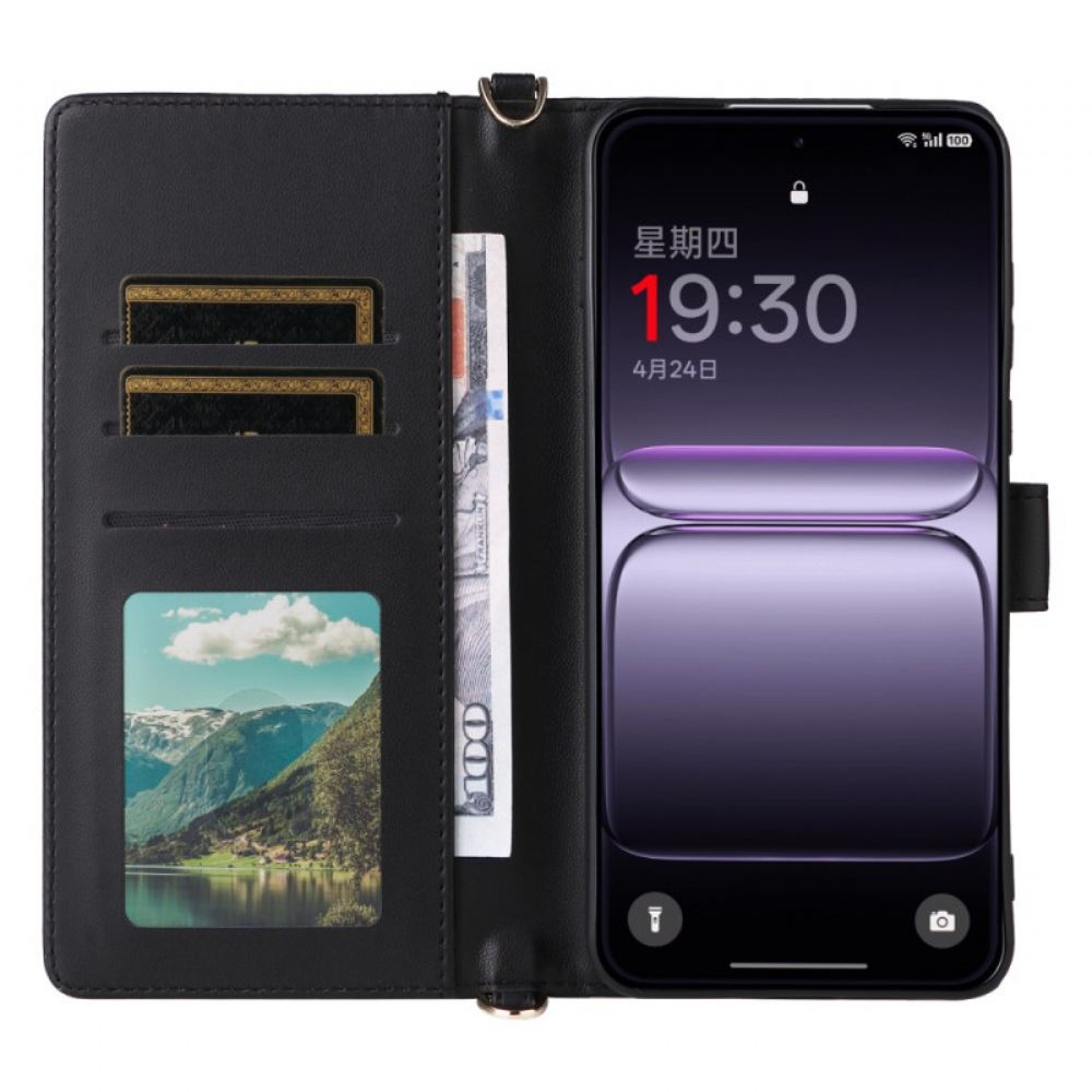 Kožený Kryt Oneplus Nord 5 Prošívané S Ramenem Řemínek