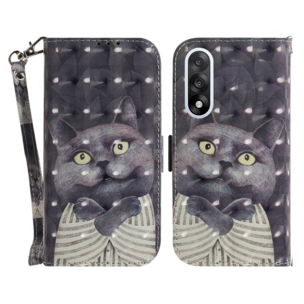 Kožený Kryt Oneplus Nord 5 Šedá Pásková Kočka