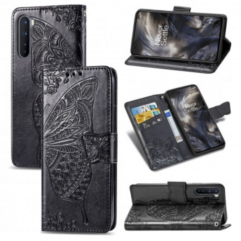 Kožené Pouzdro Na OnePlus Nord Poloviční Motýli