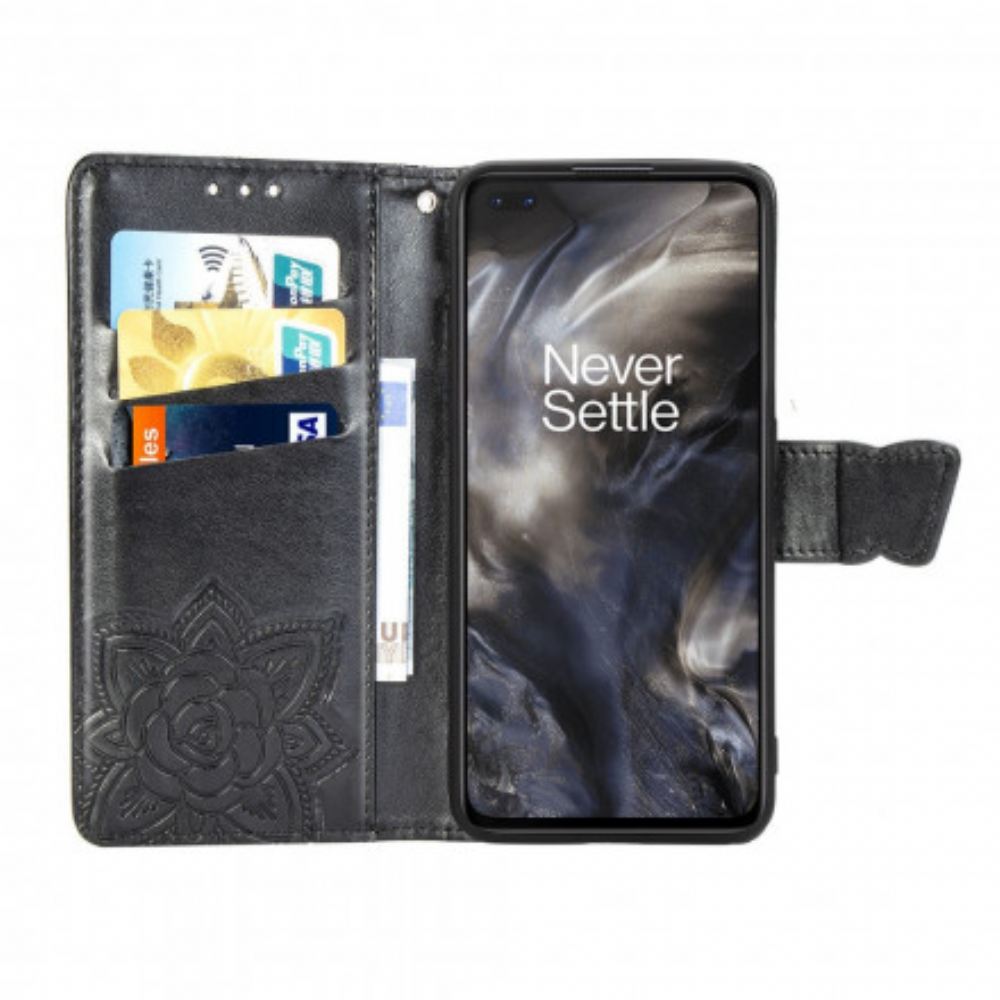 Kožené Pouzdro Na OnePlus Nord Poloviční Motýli