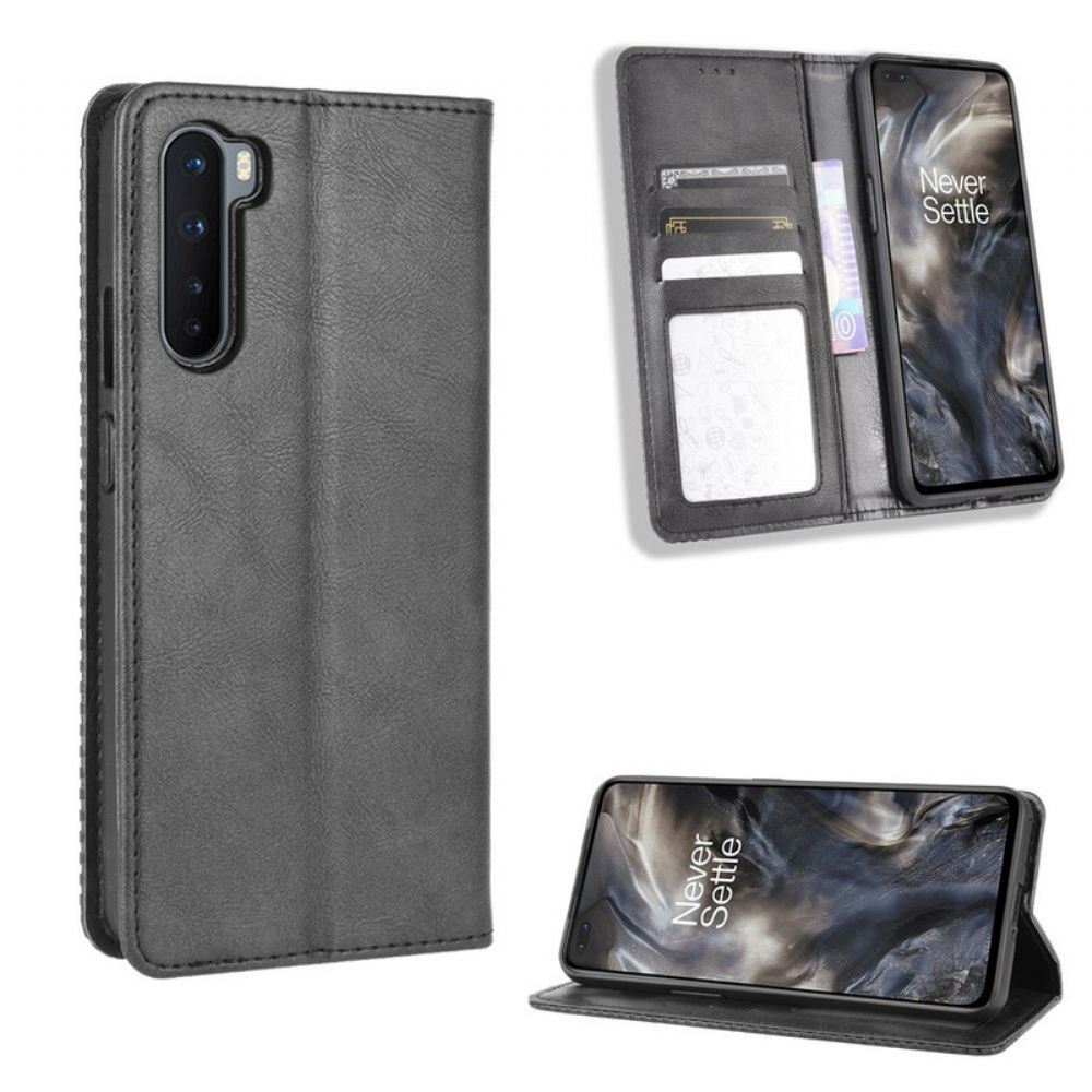 Kryty Na Mobil Na OnePlus Nord Flipové Pouzdro Stylizovaný Vintage Kožený Efekt
