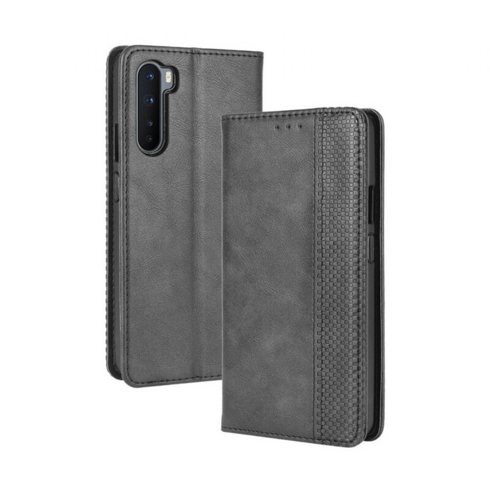 Kryty Na Mobil Na OnePlus Nord Flipové Pouzdro Stylizovaný Vintage Kožený Efekt