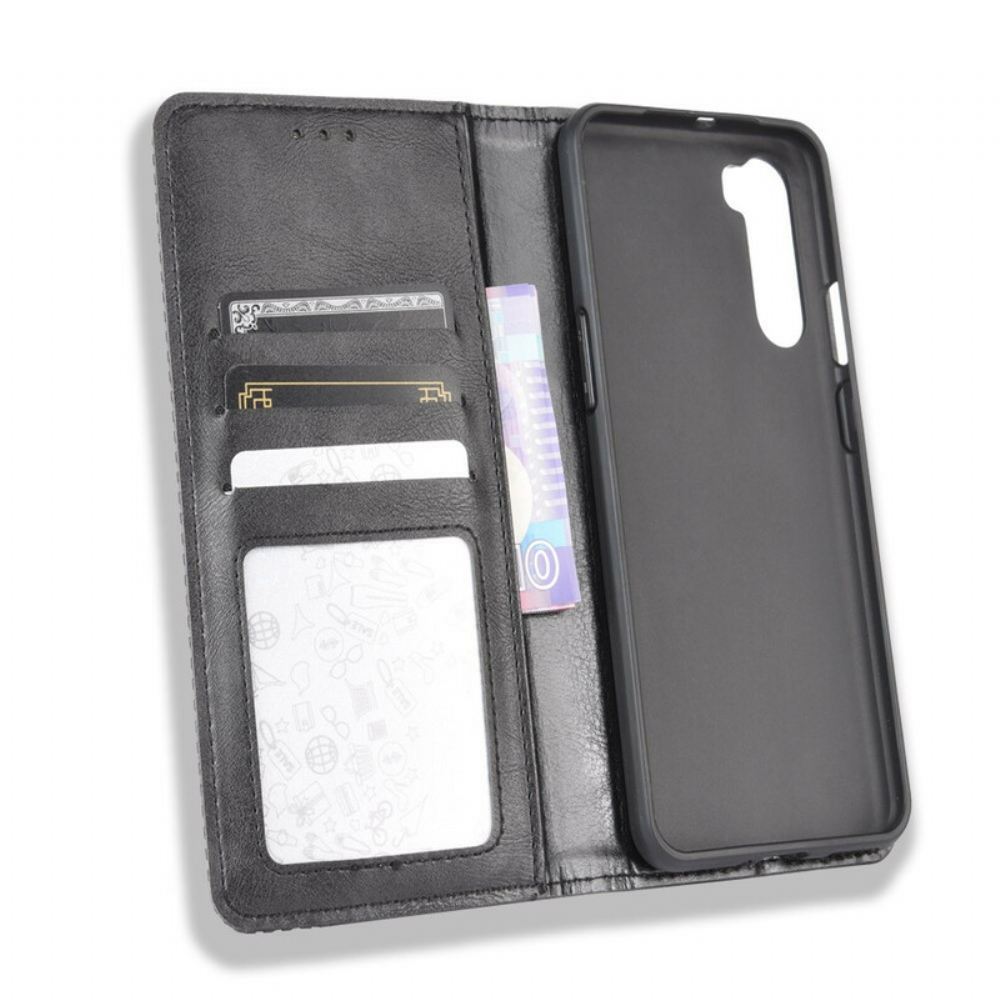 Kryty Na Mobil Na OnePlus Nord Flipové Pouzdro Stylizovaný Vintage Kožený Efekt