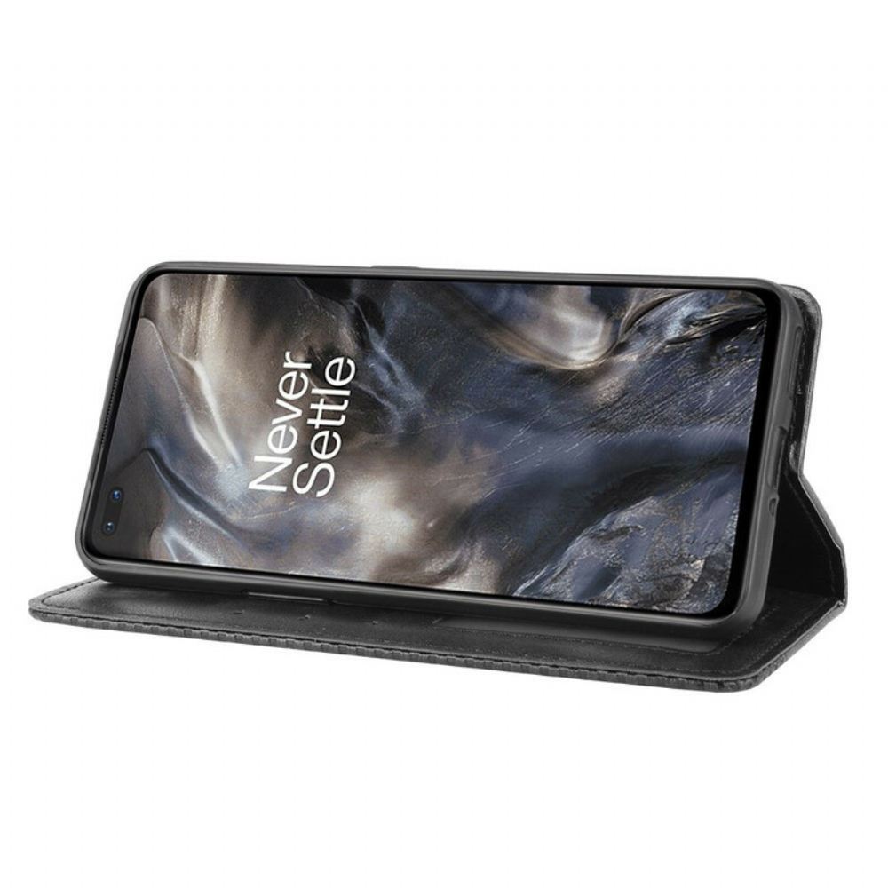Kryty Na Mobil Na OnePlus Nord Flipové Pouzdro Stylizovaný Vintage Kožený Efekt