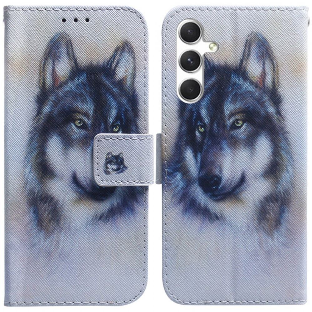 Kožený Kryt Na Samsung Galaxy S24 Plus 5g Akvarel Vlk