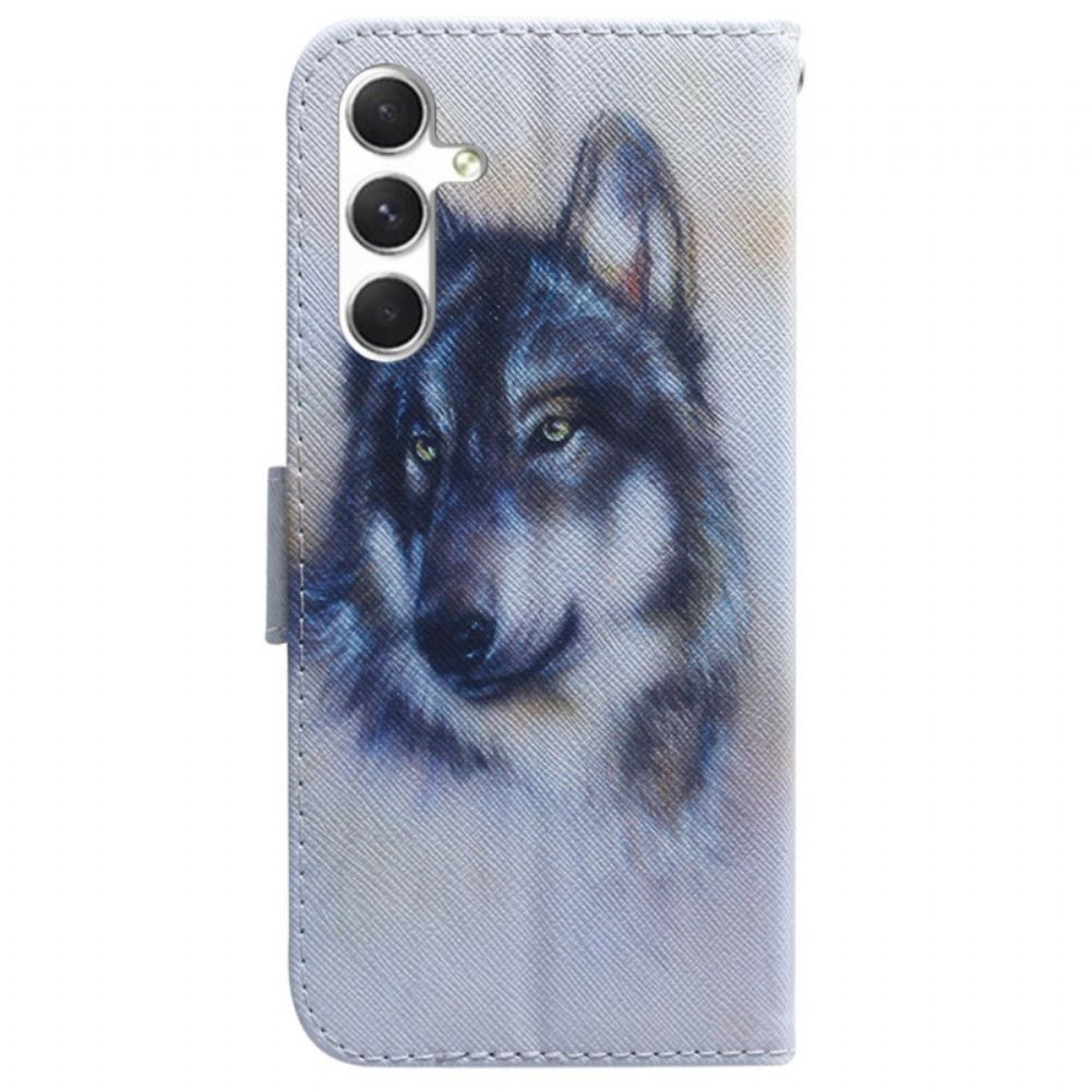 Kožený Kryt Na Samsung Galaxy S24 Plus 5g Akvarel Vlk