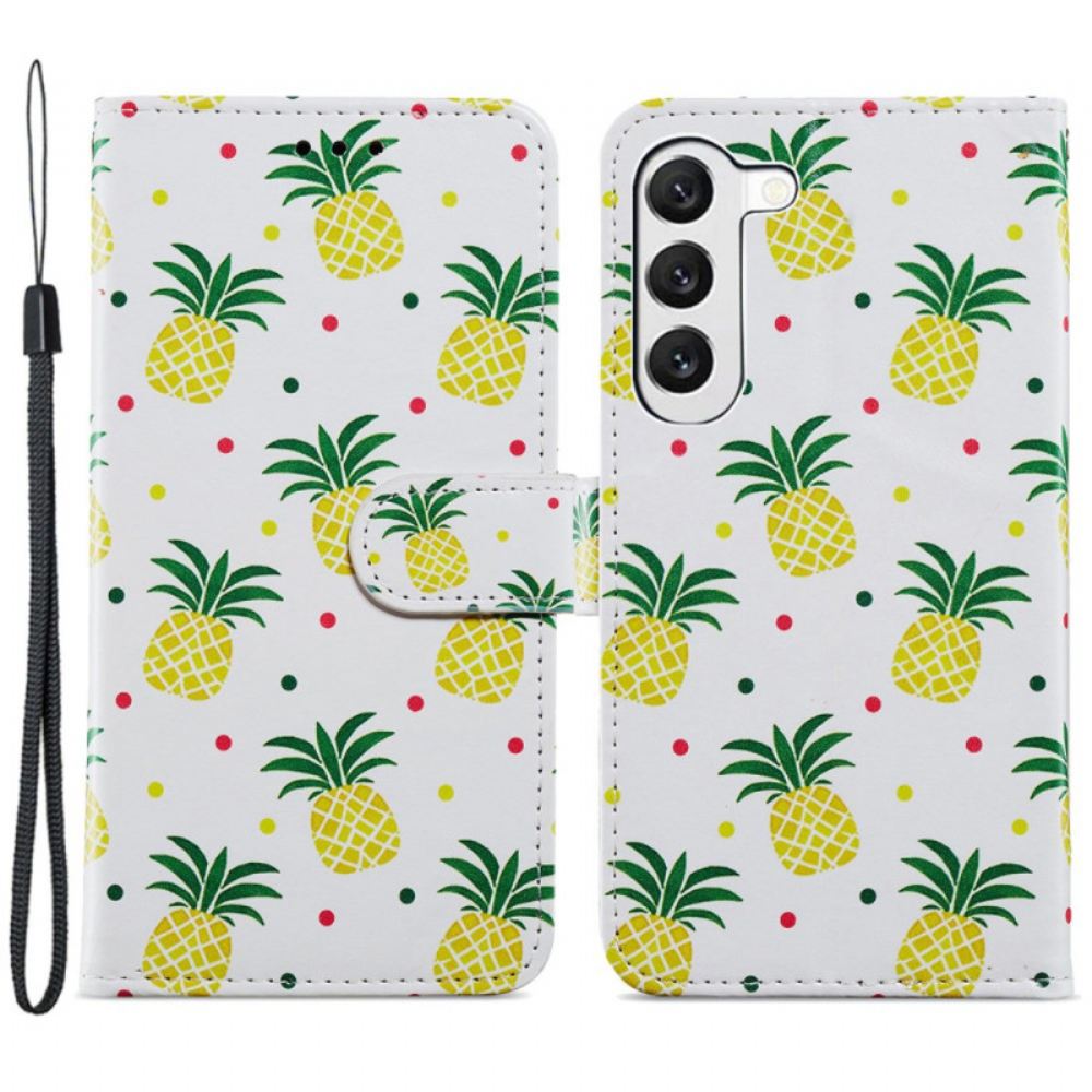 Kožený Kryt Na Samsung Galaxy S24 Plus 5g Ananas S Popruhem