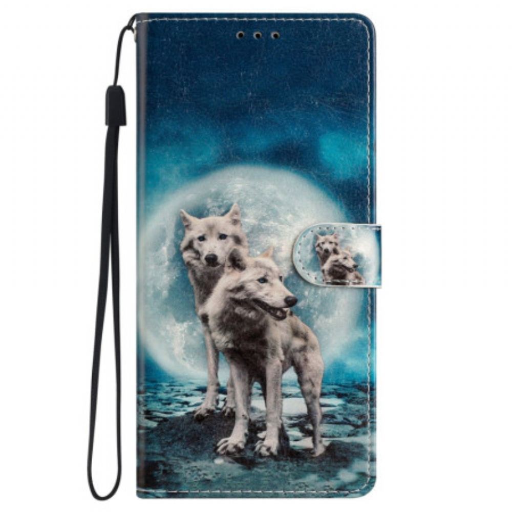 Kožený Kryt Na Samsung Galaxy S24 Plus 5g Dva Vlci S Popruhy