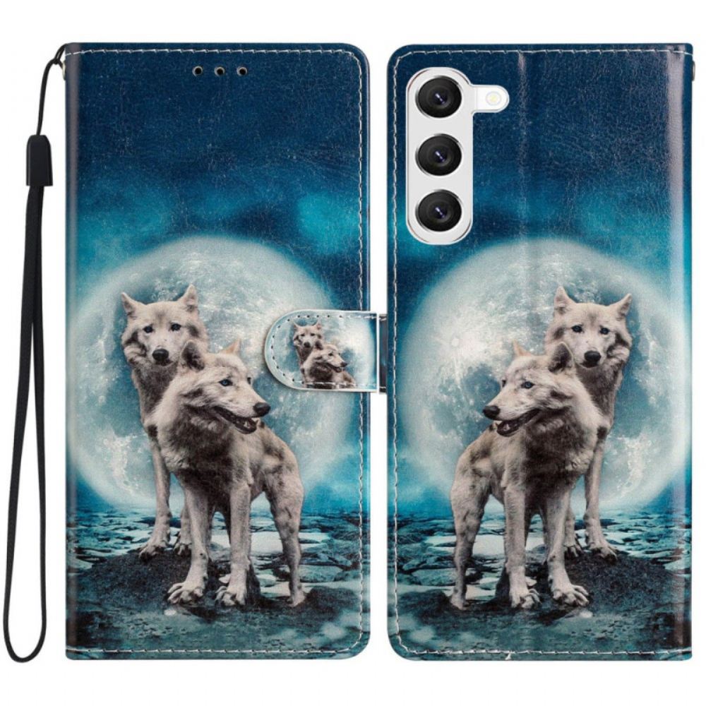 Kožený Kryt Na Samsung Galaxy S24 Plus 5g Dva Vlci S Popruhy