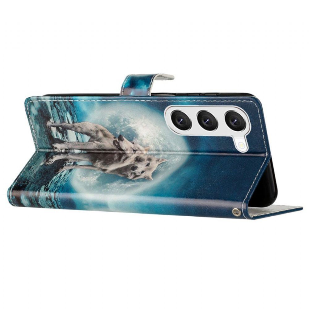 Kožený Kryt Na Samsung Galaxy S24 Plus 5g Dva Vlci S Popruhy