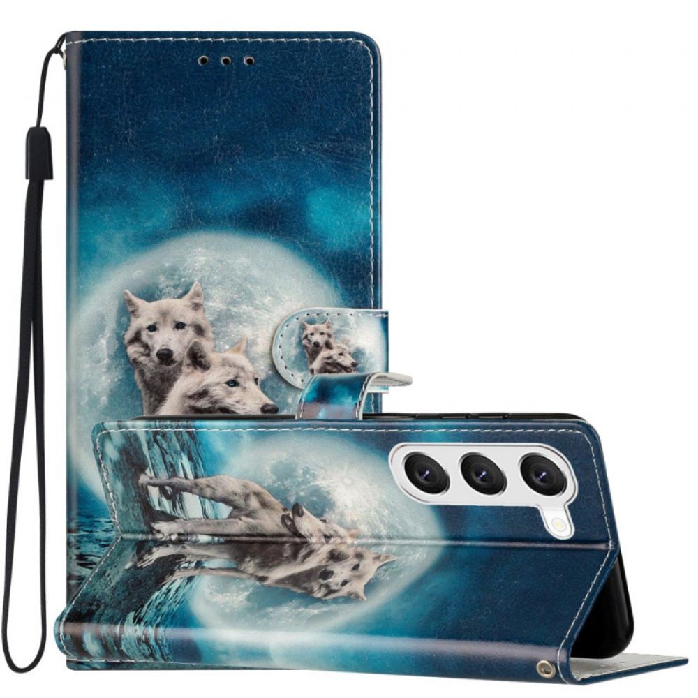 Kožený Kryt Na Samsung Galaxy S24 Plus 5g Dva Vlci S Popruhy