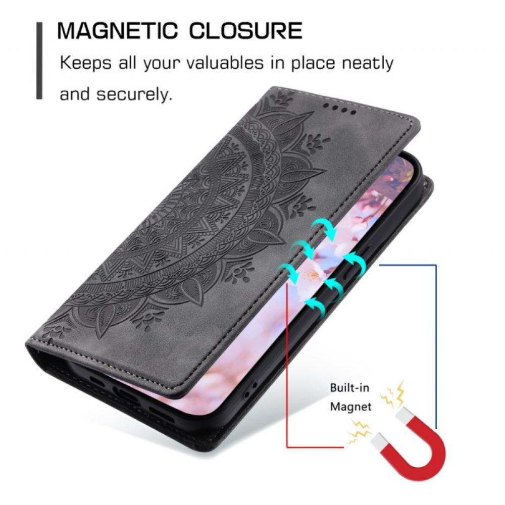 Kožený Kryt Na Samsung Galaxy S24 Plus 5g Květ Mandala