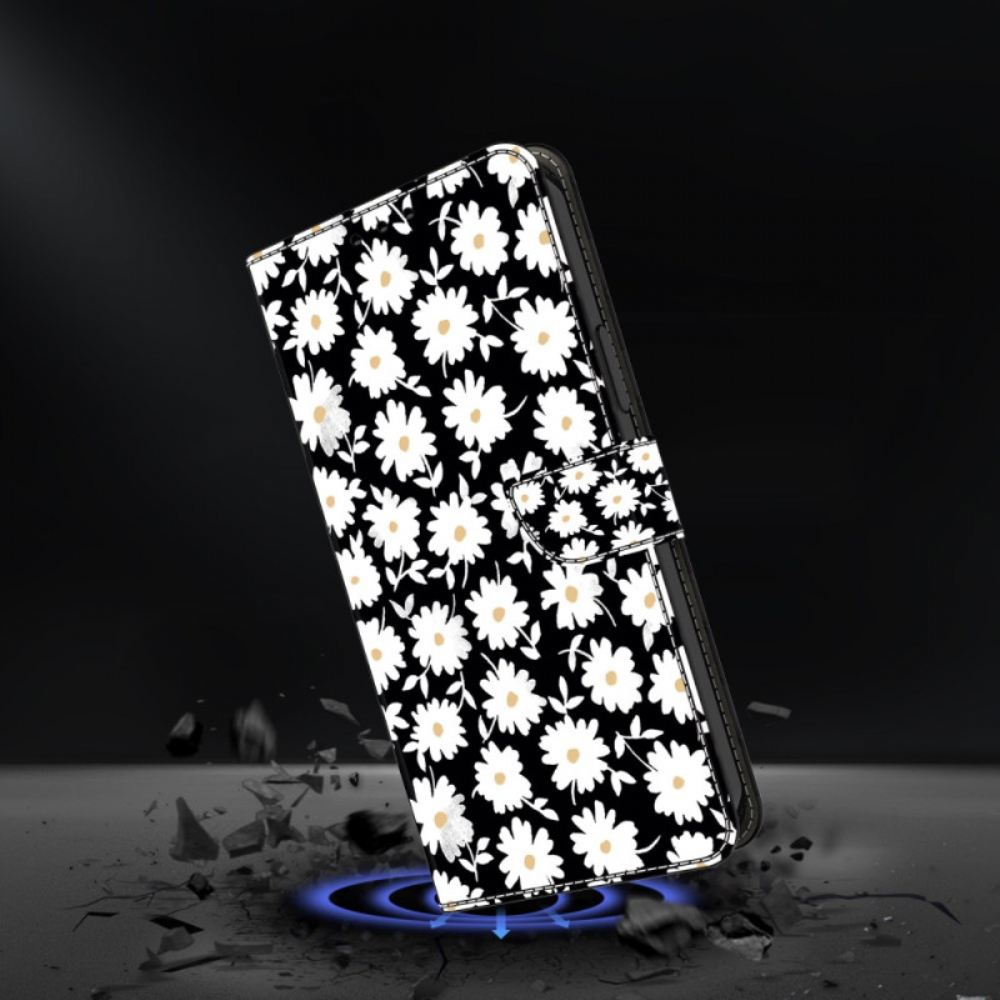 Kožený Kryt Na Samsung Galaxy S24 Plus 5g Květinový Vzor S Páskem
