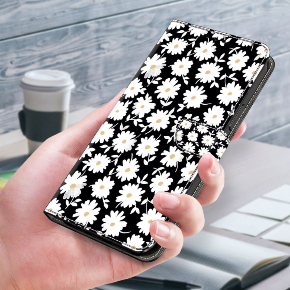 Kožený Kryt Na Samsung Galaxy S24 Plus 5g Květinový Vzor S Páskem