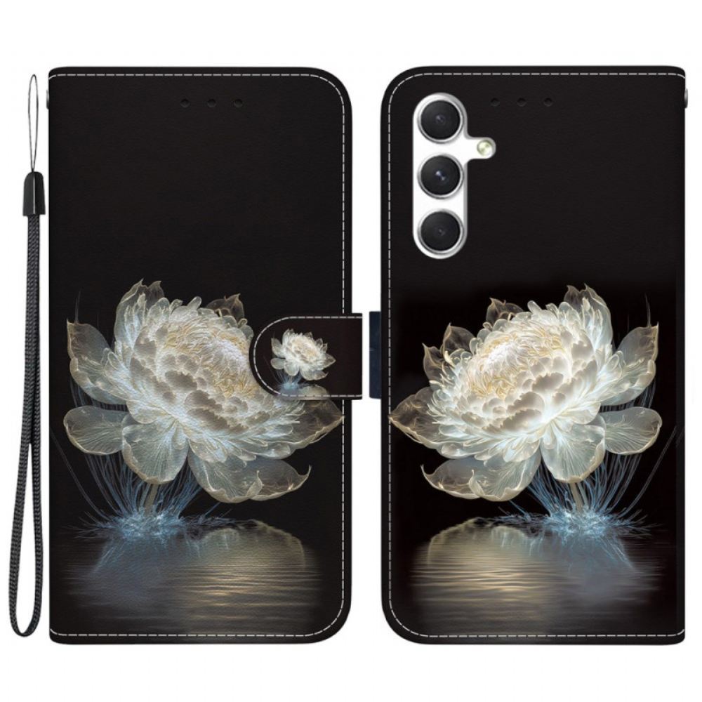 Kožený Kryt Na Samsung Galaxy S24 Plus 5g Křišťálová Pivoňka S Řemínkem